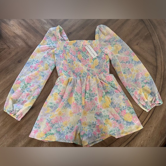Janie and Jack Multicolor Floral Long Sleeve Romper - Picture 1 of 2